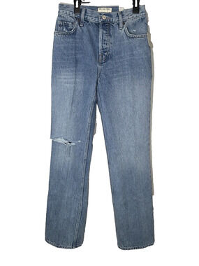 Free People Holly Ripped Bootcut Jeans Womens 25 Blue Denim Button Fly